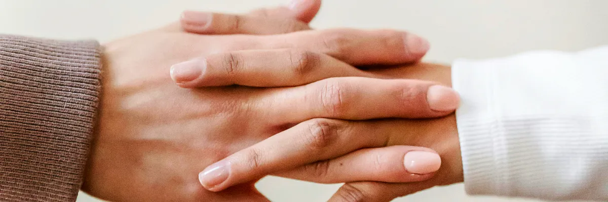 Hands together illustrating trust confidence in therapy therapist with therapeutic conduct